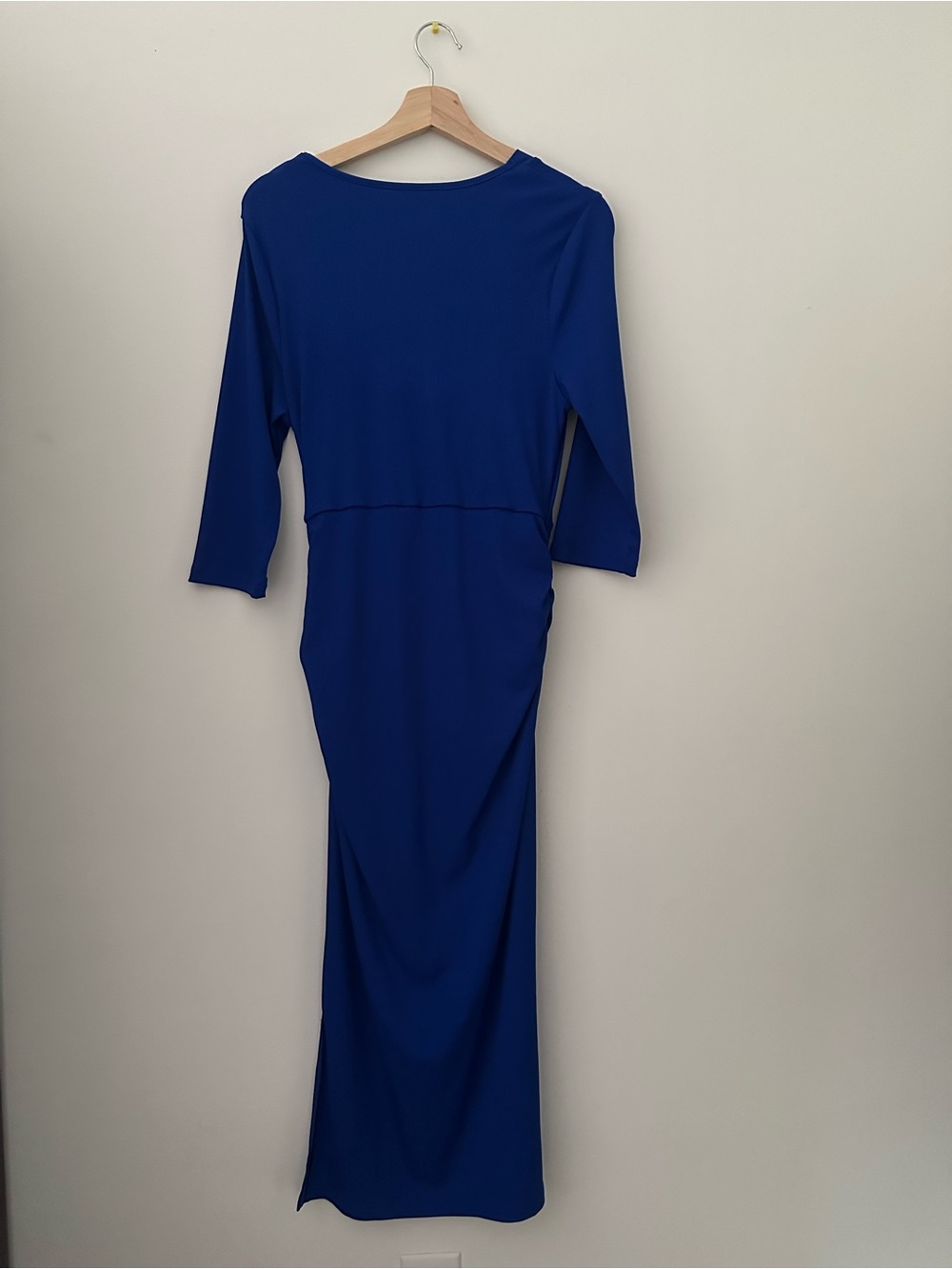 Blue V-Neck Ruched Maxi Dress - Picture 4 of 5